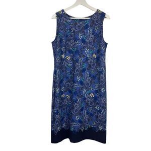 Talbots Navy Floral Sleeveless Dress size Small
